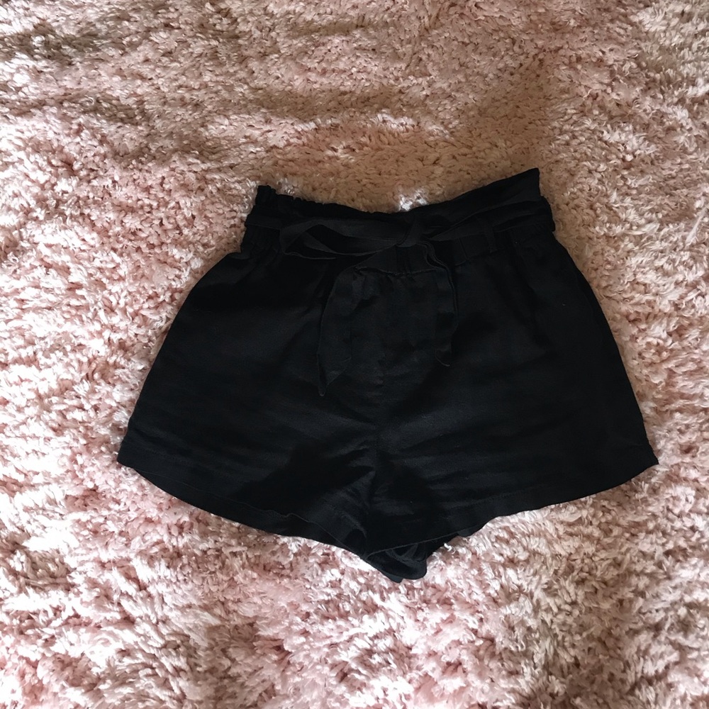 Black paperbag shorts